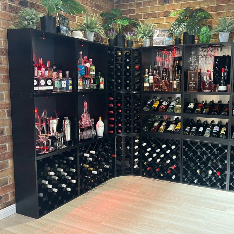 24-Bottle 4-Column Curved Corner Wine Cube - 18mm Thick