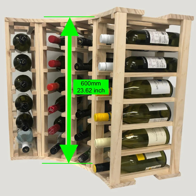 24-Bottle 4-Column Curved Corner Wine Cube - 18mm Thick