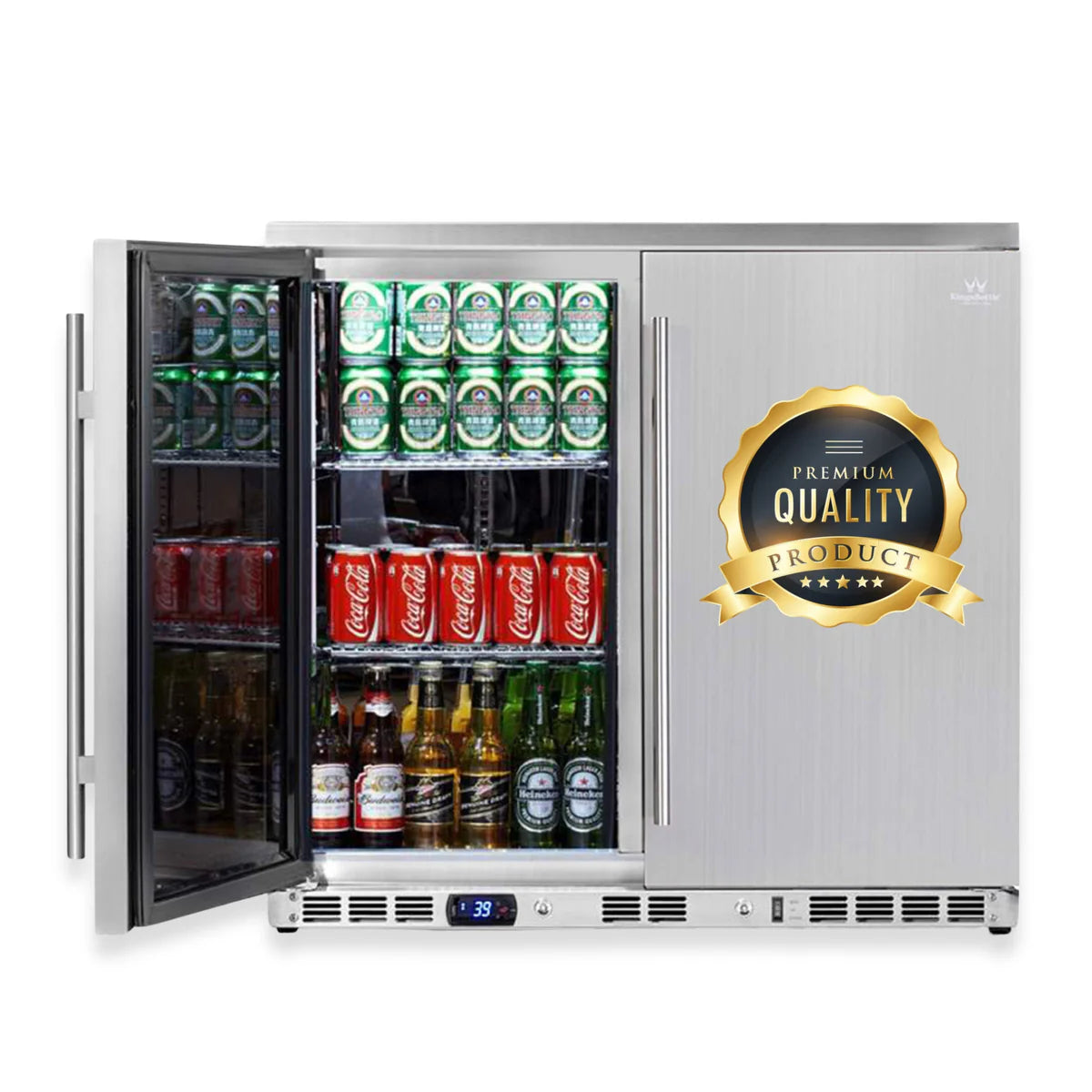 36-Inch Outdoor Beverage Refrigerator – Dual-Door Stainless Steel Fridge