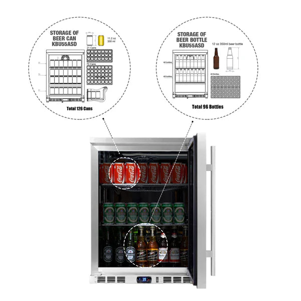 24" Beverage Cooler with Heated Glass Door – Undercounter Design