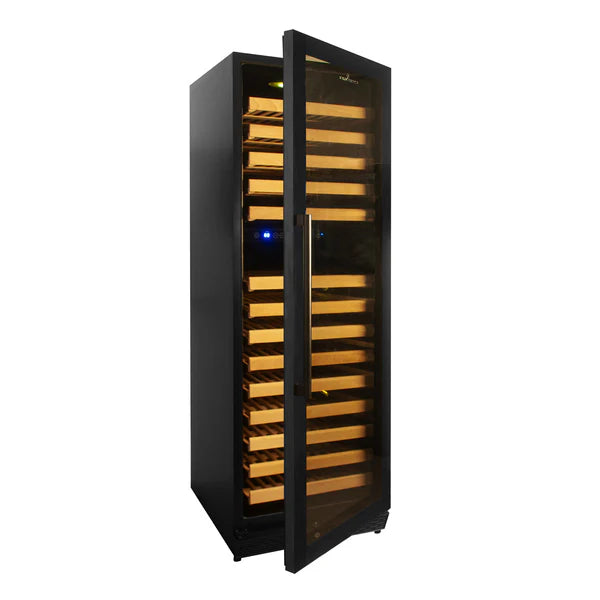Tall Large Wine Refrigerator with Glass Door and Stainless Steel Trim