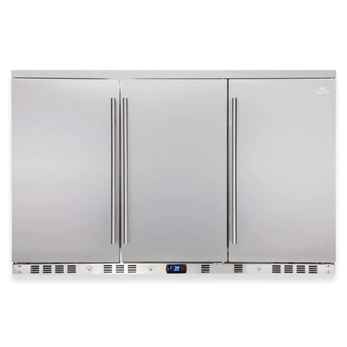 53" Triple-Door Outdoor Drink Fridge with Solid Stainless Steel Doors