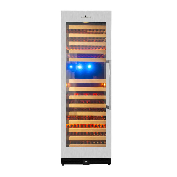 Tall Large Wine Refrigerator with Glass Door and Stainless Steel Trim
