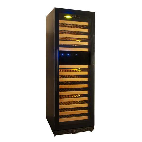 Tall Large Wine Refrigerator with Glass Door and Stainless Steel Trim