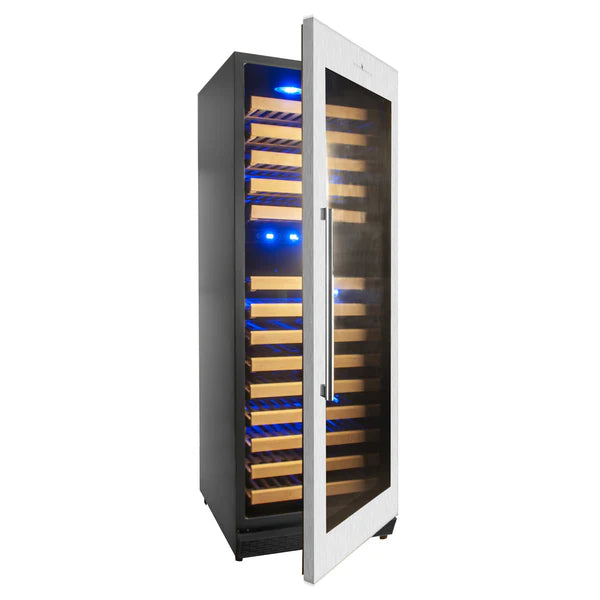 Tall Large Wine Refrigerator with Glass Door and Stainless Steel Trim