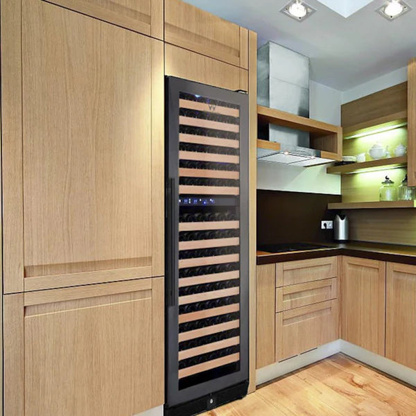 Tall Large Wine Refrigerator with Glass Door and Stainless Steel Trim