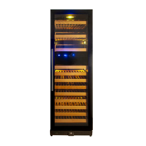 Tall Large Wine Refrigerator with Glass Door and Stainless Steel Trim