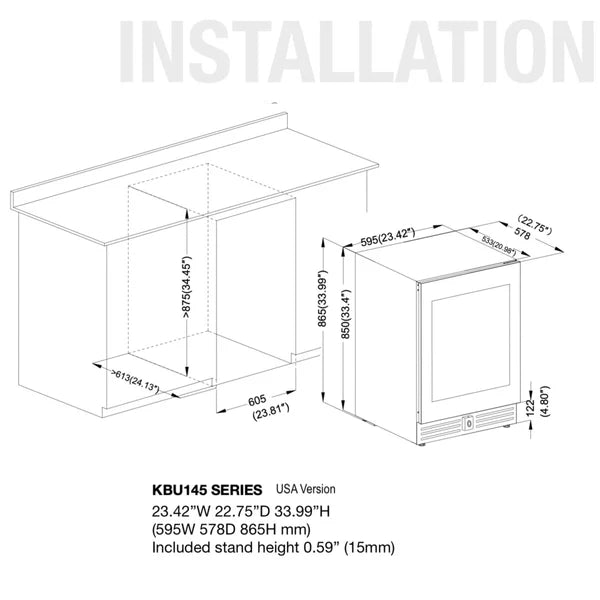 24" Beer Fridge with Low-E Glass Door