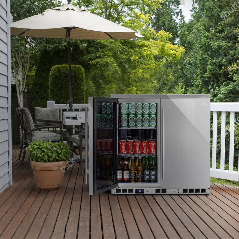 36-Inch Outdoor Beverage Refrigerator – Dual-Door Stainless Steel Fridge