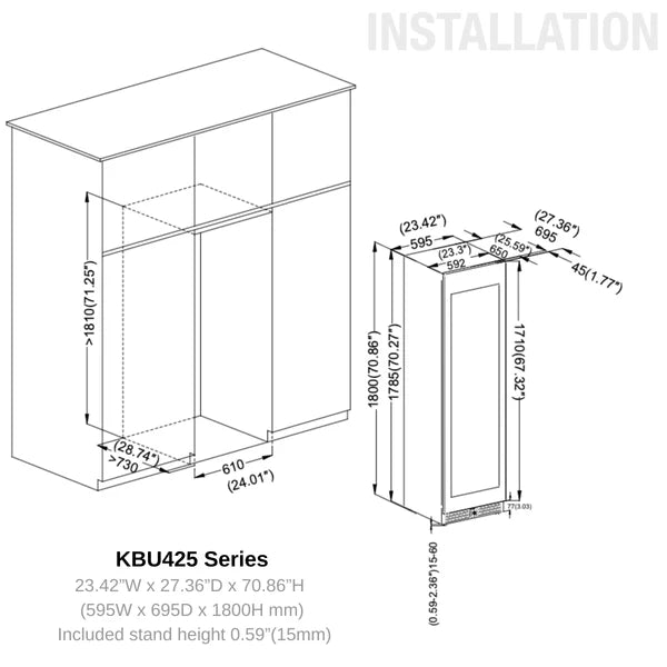 Modern Upright Wine Refrigerator – Dual Zone, Low-E Glass, Ultra-Quiet Compressor