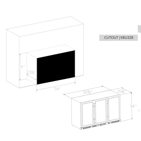53" Triple-Door Outdoor Drink Fridge with Solid Stainless Steel Doors