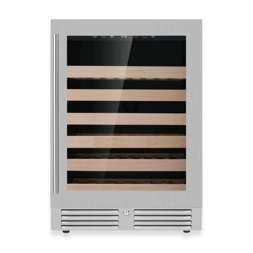 Premium 24-Inch Under-Counter Single Zone Wine Cooler – Seamless Low-E Glass Design
