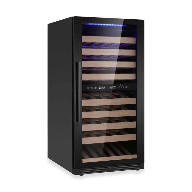 Premium 47-Inch Tall Dual Zone Wine Fridge with Low-E Glass and Adjustable Shelves