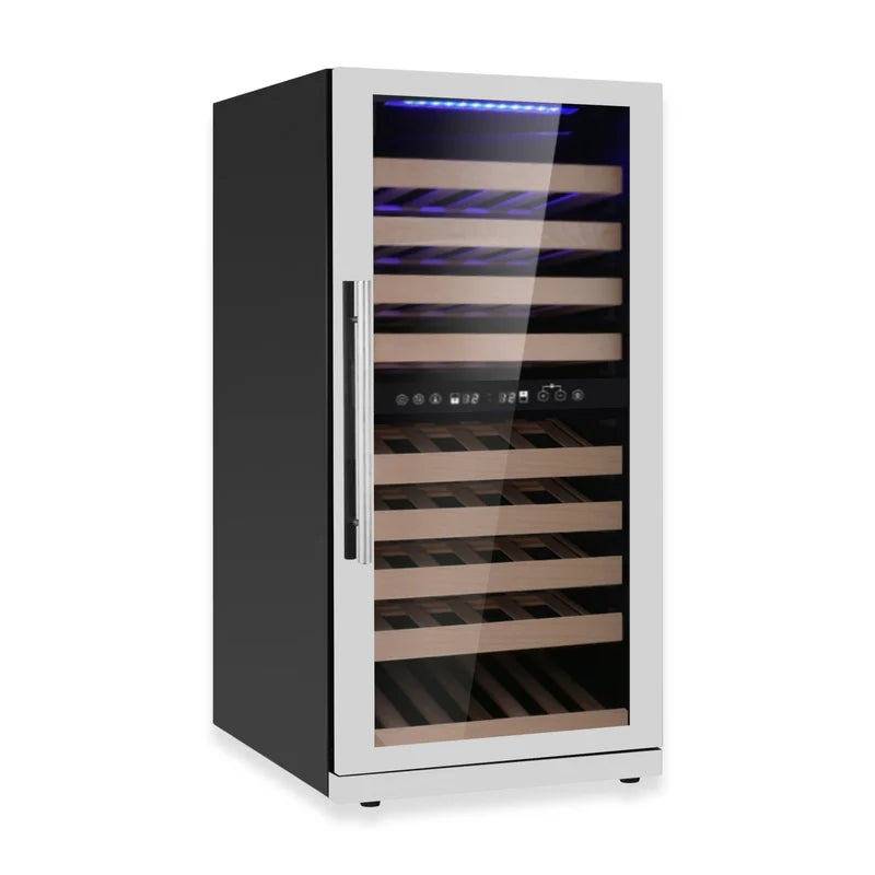 Premium 47-Inch Tall Dual Zone Wine Fridge with Low-E Glass and Adjustable Shelves
