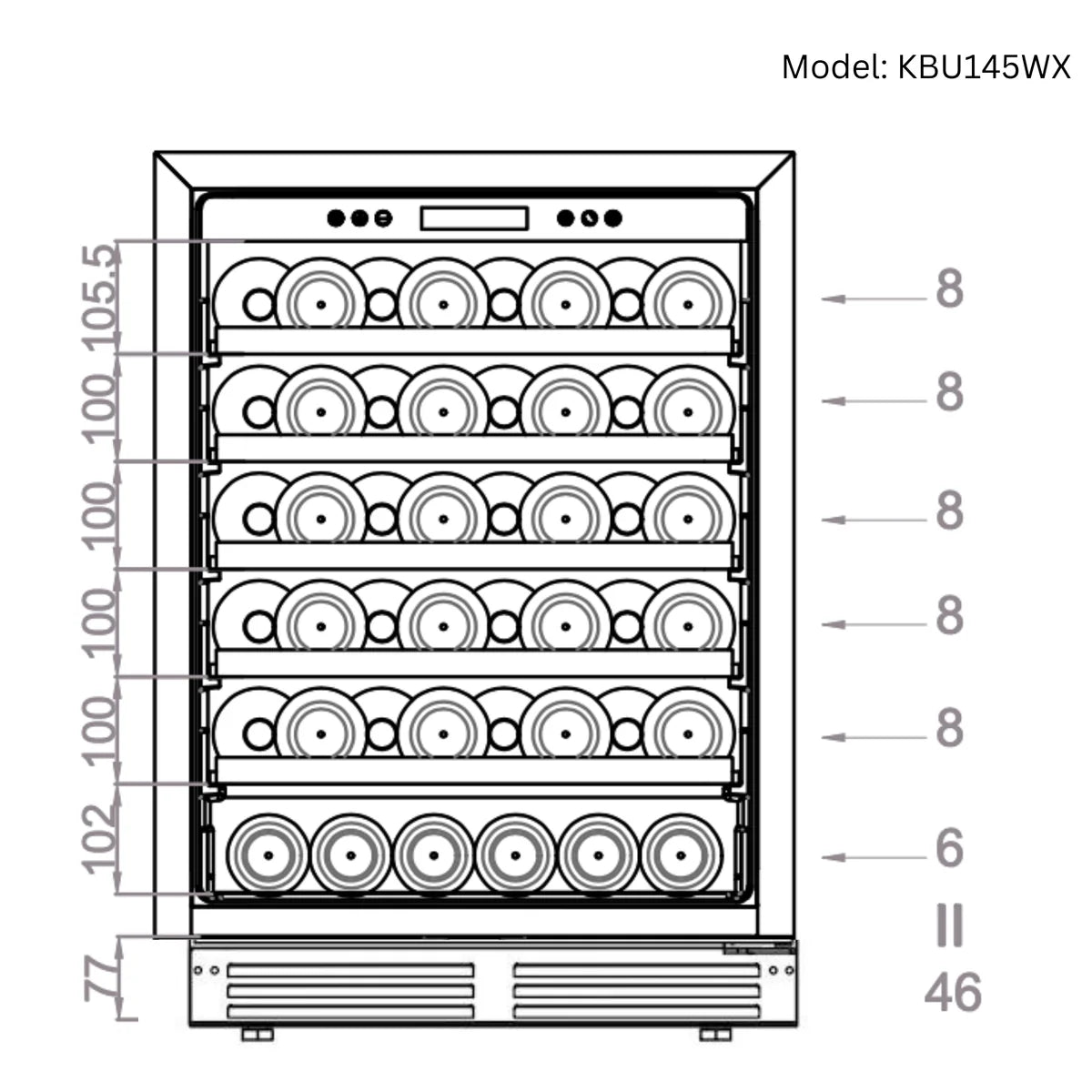 Premium 24-Inch Under-Counter Single Zone Wine Cooler – Seamless Low-E Glass Design